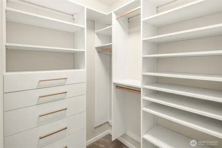 Primary suite walk-in closet.