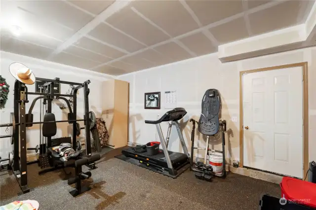 Garage is spacious and currently used as a home gym!