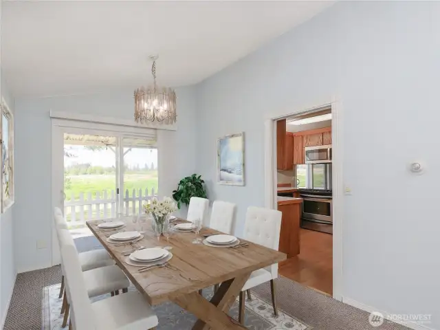 Dining room with access to covered deck