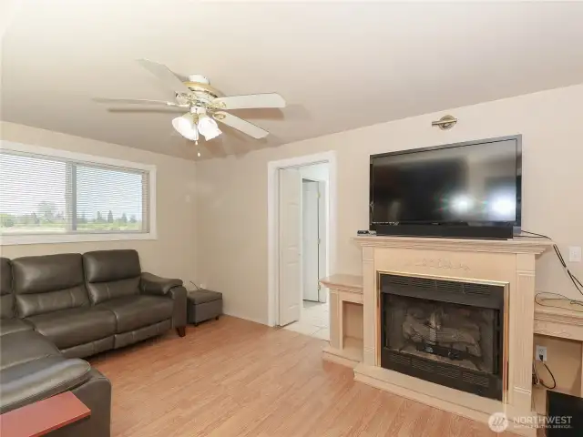 Family room with propane fireplace