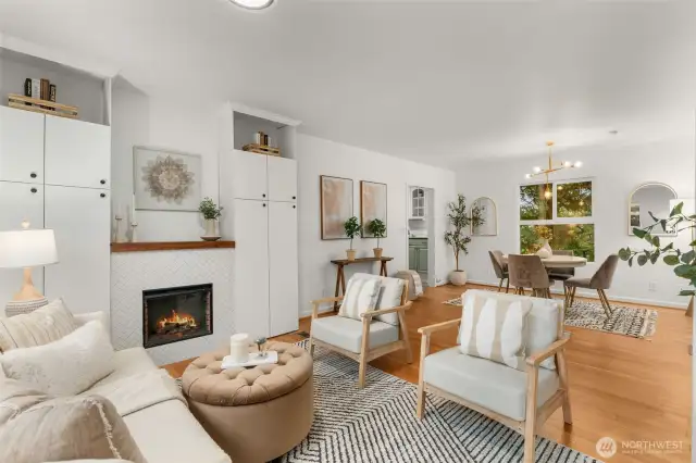 Open living and dining room upon entering.