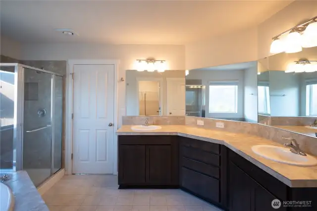 master bath with separete room with toilet