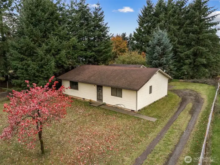 Gift yourself a  home of your own for the holidays.  This remodeled 1260 sq/ft gem with a large 2 car detached garage on 2.38 acres offers convenient country peace and peace of mind for your pocket book.