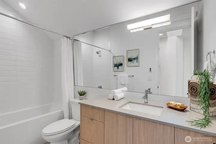 Full bath on upper floor.