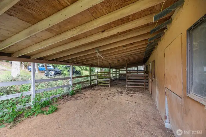 Covered, fenced area Covered, fenced area