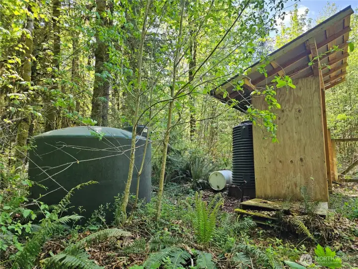 Catchment system. With a little more roof space, you could improve the water quantity significantly.