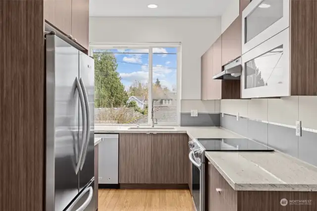 Modern Kitchen with granite counter counters