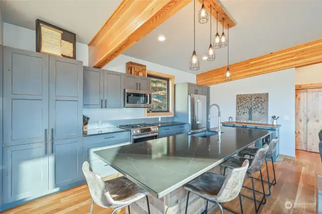 Open and vibrant kitchen space. Imagine cooking while soaking in the views!