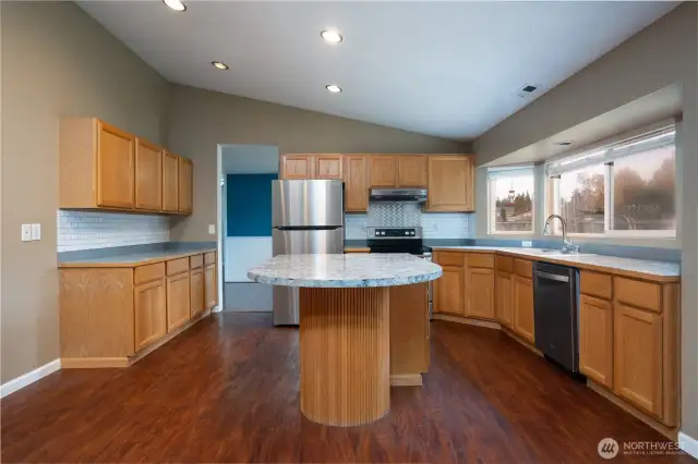 Large kitchen with immense storage