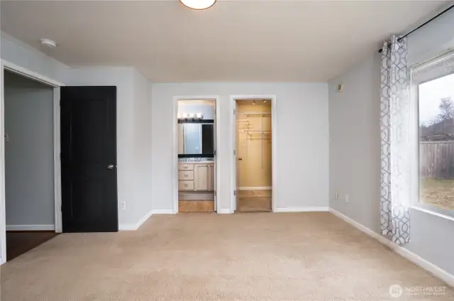 Primary bedroom into the giant walk-in closet