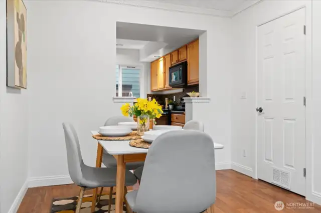 nice dining area with closet in room