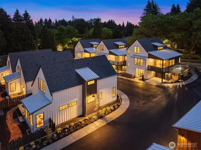 Thornton Creek Commons is a gated, 2 1/2 acre property of nine high performance homes in NE Seattle.