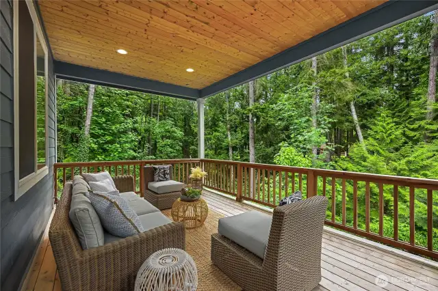 This deck is incredible! The perfect space surrounded by calming green space.