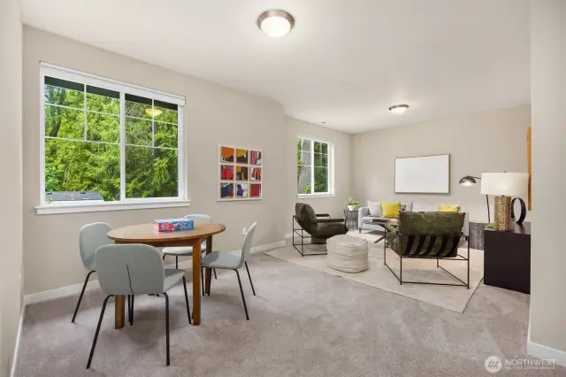 The bonus space is great for watching movies, playing games or curling up with a book. The upper level includes a large bonus space and all of the bedrooms.