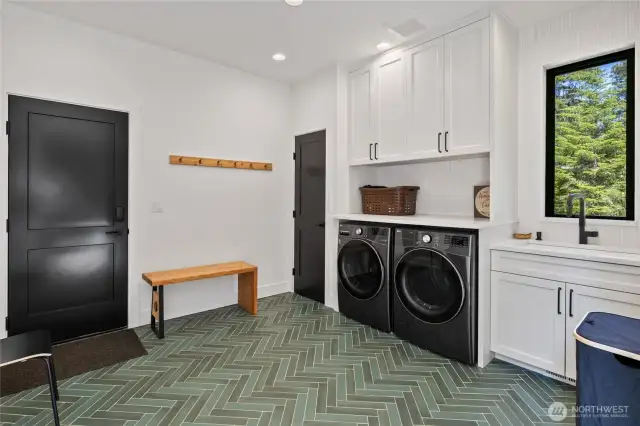 Mud Room that leads to oversize garage
