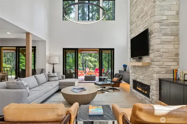 Great Room leading out to double sliding doors to your back private patio