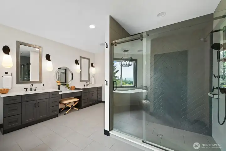 Spectacular oversized walk-in shower.