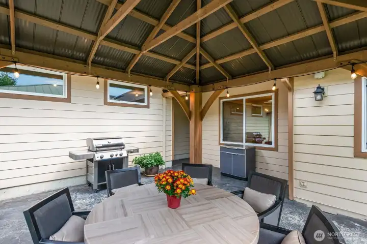 Entertain or relax under the covered patio in any weather.