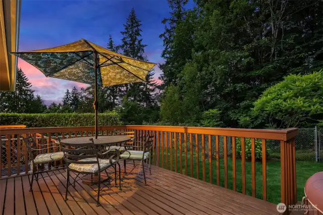 Soak in the sounds of nature in the back yard abutting Shelton View Forest