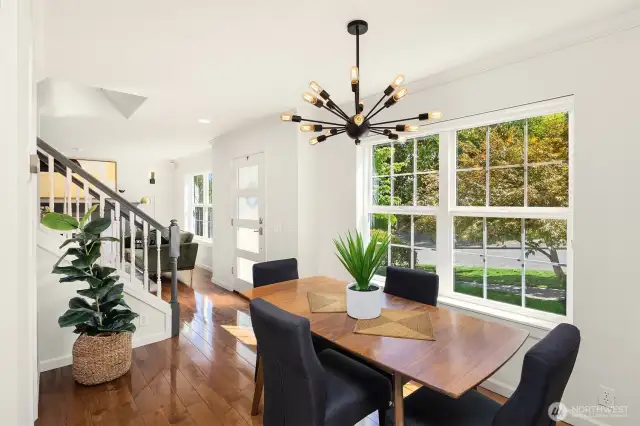 Gleaming wide-plank hardwood floors