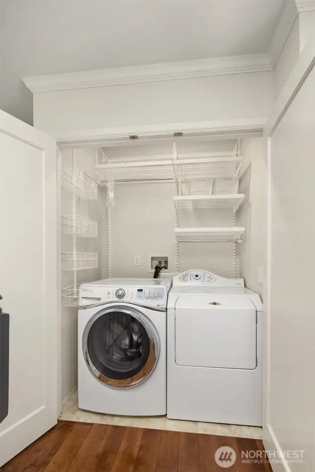 Upstairs laundry saves you steps.