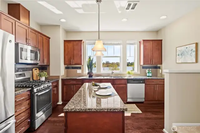 Ample kitchen cabinet storage.