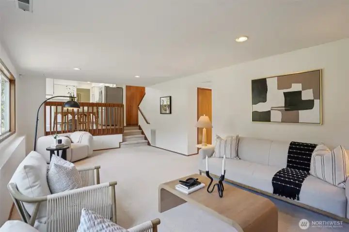 Lower Bonus Living room with Wood Burning Fireplace