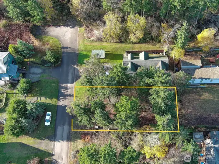 Existing trees along the perimeter of the property offer privacy.