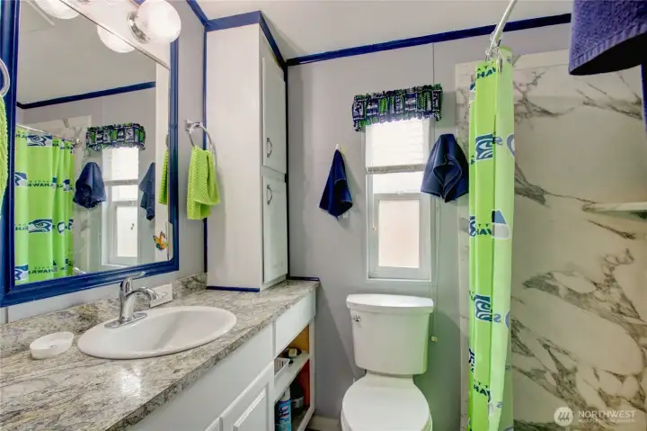 Remodeled 3/4 bath with walk-in shower