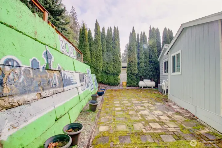 Paved back patio, perfect for BBQ's