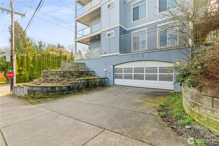 Entry way to enclosed parking garage