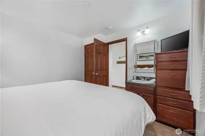 Cuddle up and enjoy a movie after a long day of swimming.