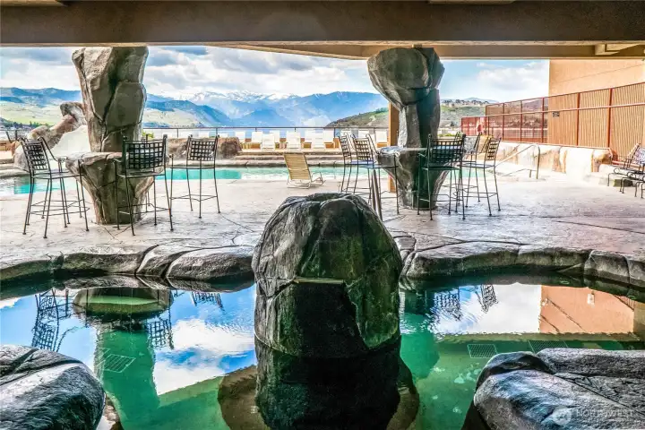 Take in the mountain views while having a soak.