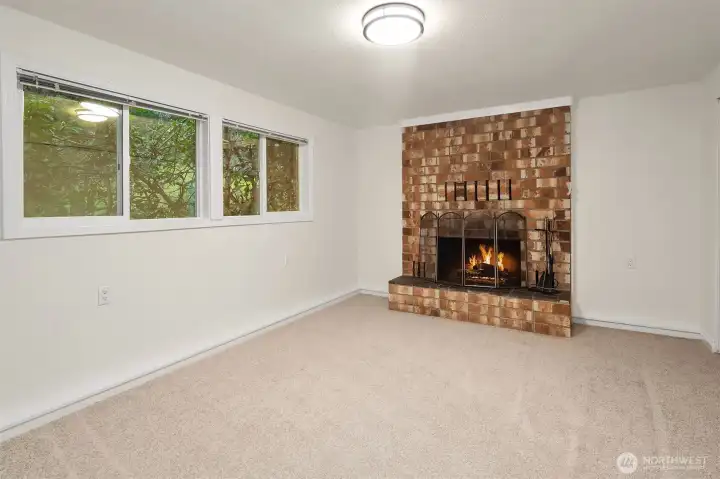 1 of 3 Lower level bedrooms with fireplace