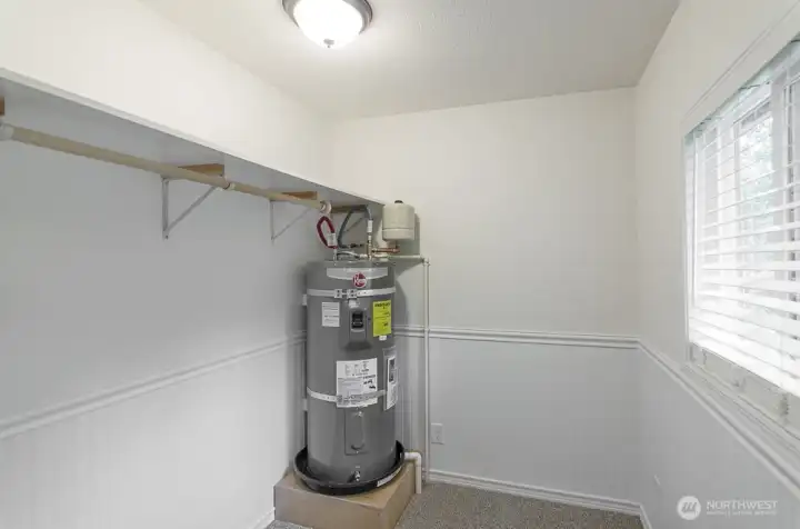 Large walk-in closet.  Brand new water heater installed.
