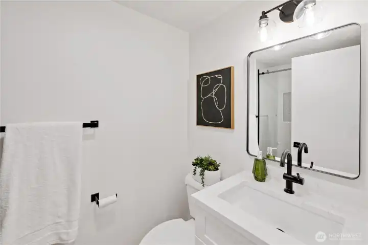 Updated guest bath with shower Updated guest bath with shower