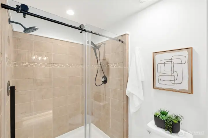 Dual shower heads in the primary bathroom Dual shower heads in the primary bathroom