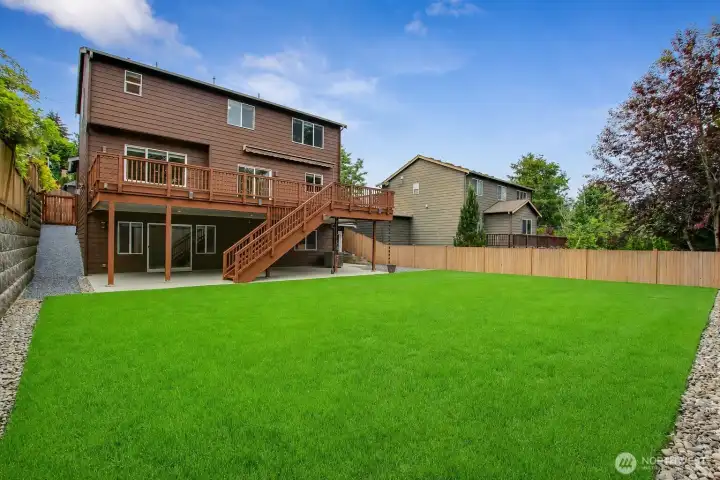 Wired mesh throughout lawn to prevent moles. Retaining wall surrounds the lawn. Wired mesh throughout lawn to prevent moles. Retaining wall surrounds the lawn.