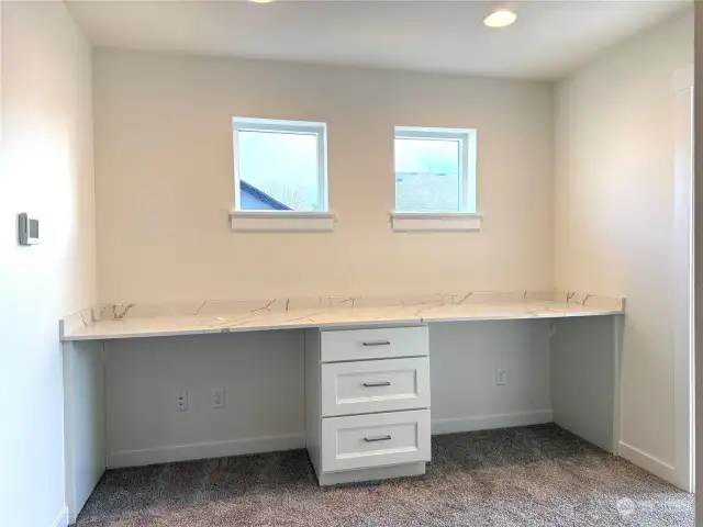 study area with built in desk