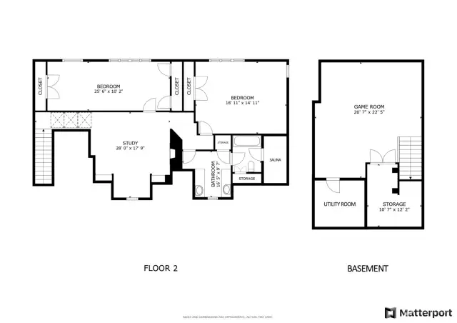 Upper Floor and Basement Layout