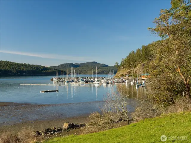 View from yard, just above private beach, looking toward Spencer's Landing Marina