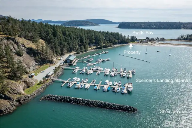 Spencer’s Landing Marina with property identified on the spit