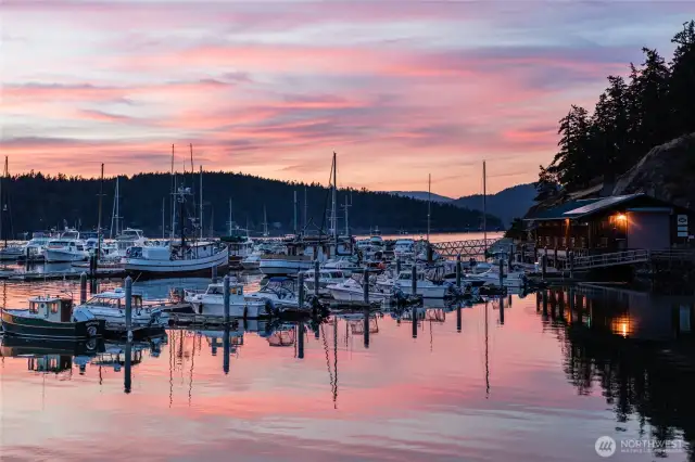 Spencer's Landing Marina at sunset, just around the corner from the property