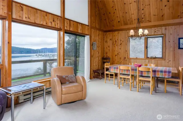 Great room with Spencer's Landing Marina in the distance