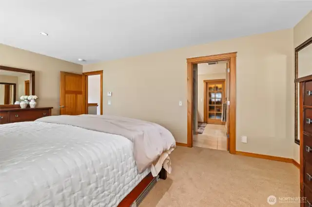 Serene primary suite.
