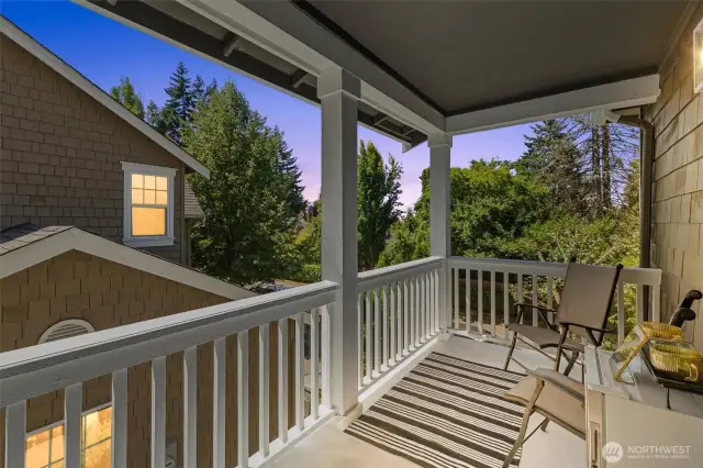 Twilight upper level deck area