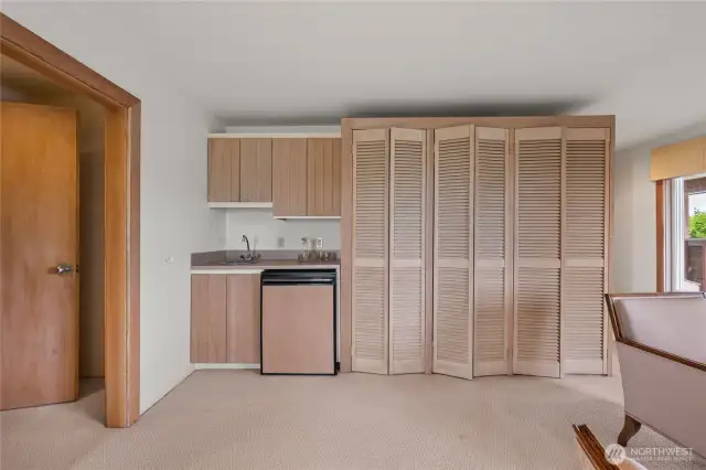 Wet bar in bedroom/office