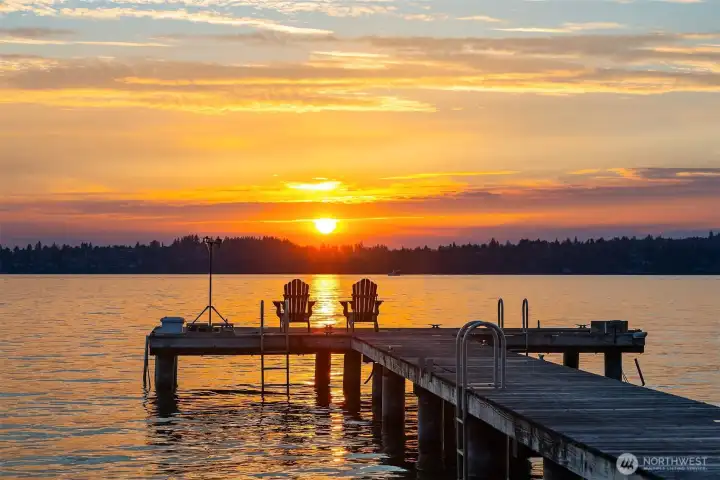 Shared 95' dock with deep water moorage. End of dock is 30' x 12'. Perfect place to watch the sunrise and sunset!