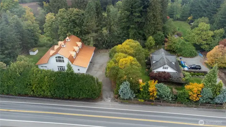 Barn to the left, House to the right