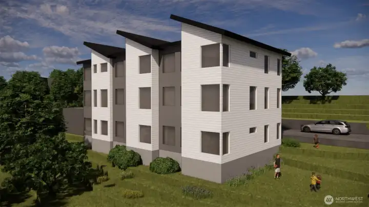 Site Plan Rendering. Approved for 3 Single Family/Townhomes w/Garages.